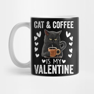 Cat & Coffee Valentine - Cute Cat Lover and Coffee Enthusiast Valentine's Day Design Mug